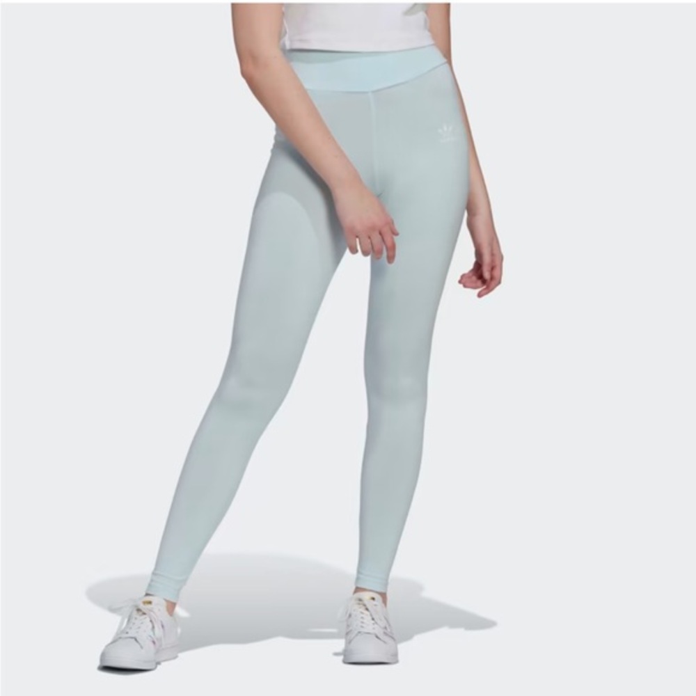 NWT Adidas Originals High Rise 28” Essentials Tight Sz XS Magic Grey Light Blue